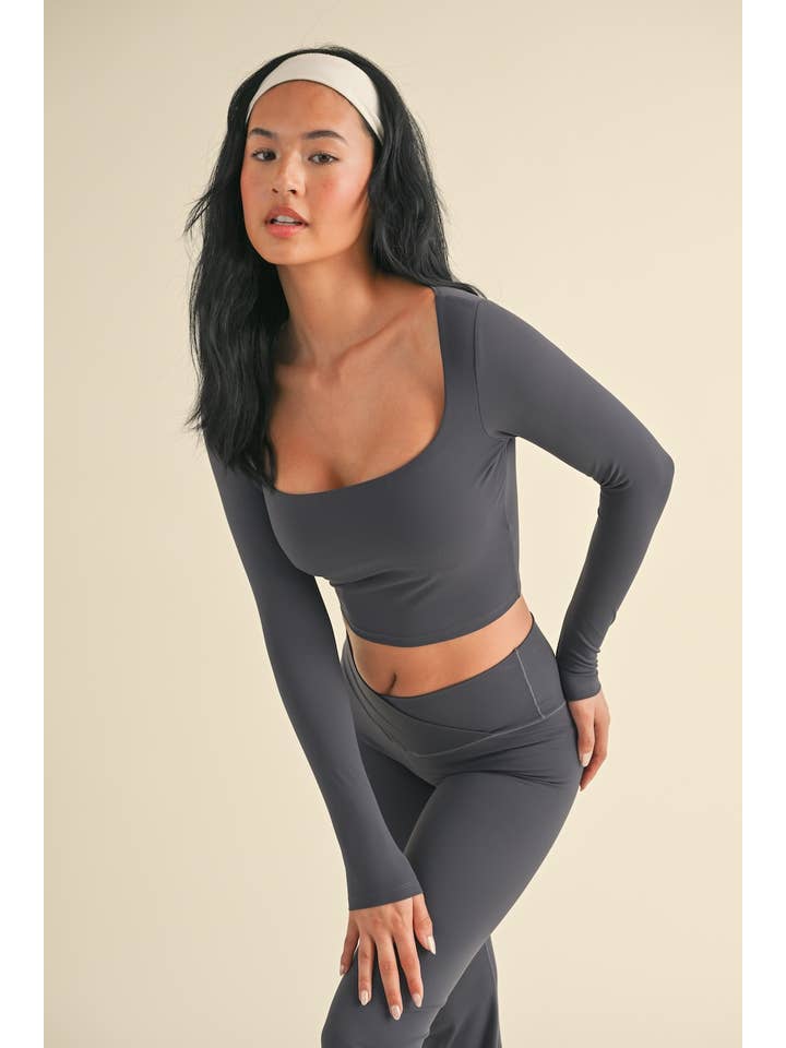 KIMBERLY C - Wholesale Athletic Top - Women's - Balletcore Long Sleeve Square Neck Top45