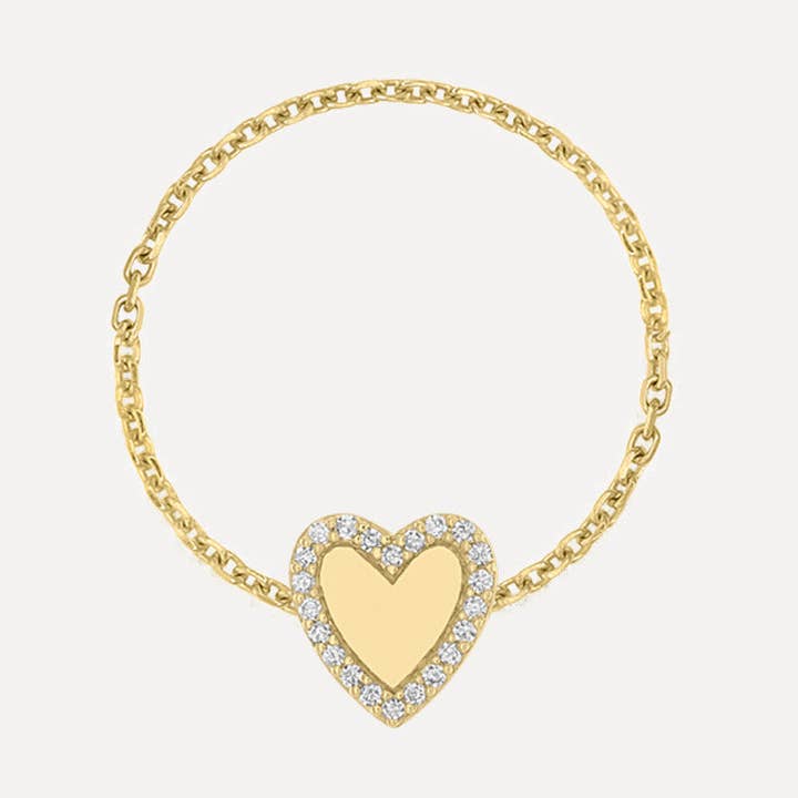 Mini Hjärtformad Kedjering med Pavé Kontur för wholesale av Kelly Bello Design