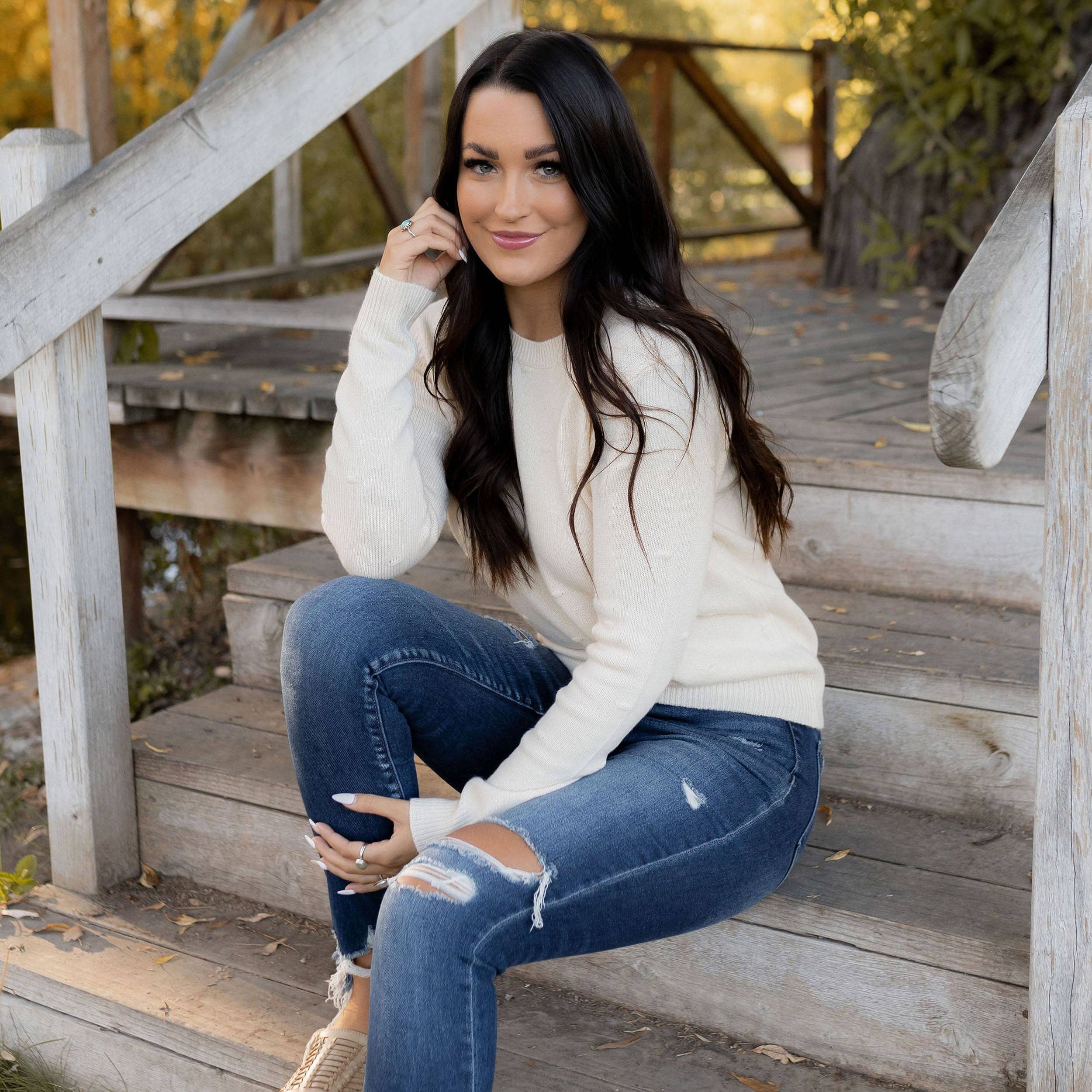 Indie & Co. | Women's Apparel - Wholesale Knit Sweater - Women's - Emery Sweater - Cream3