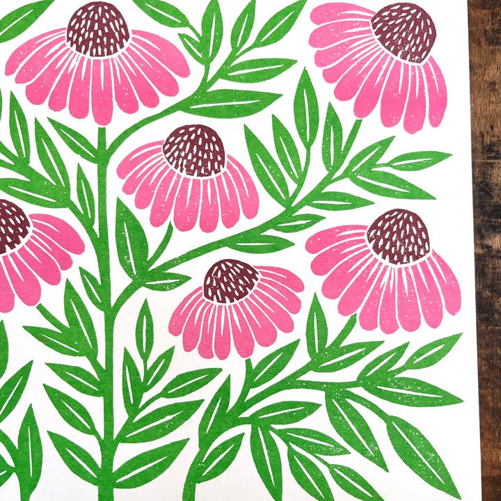 Katharine Watson - Wholesale Art Print - Garden Series: Echinacea Risograph Print3