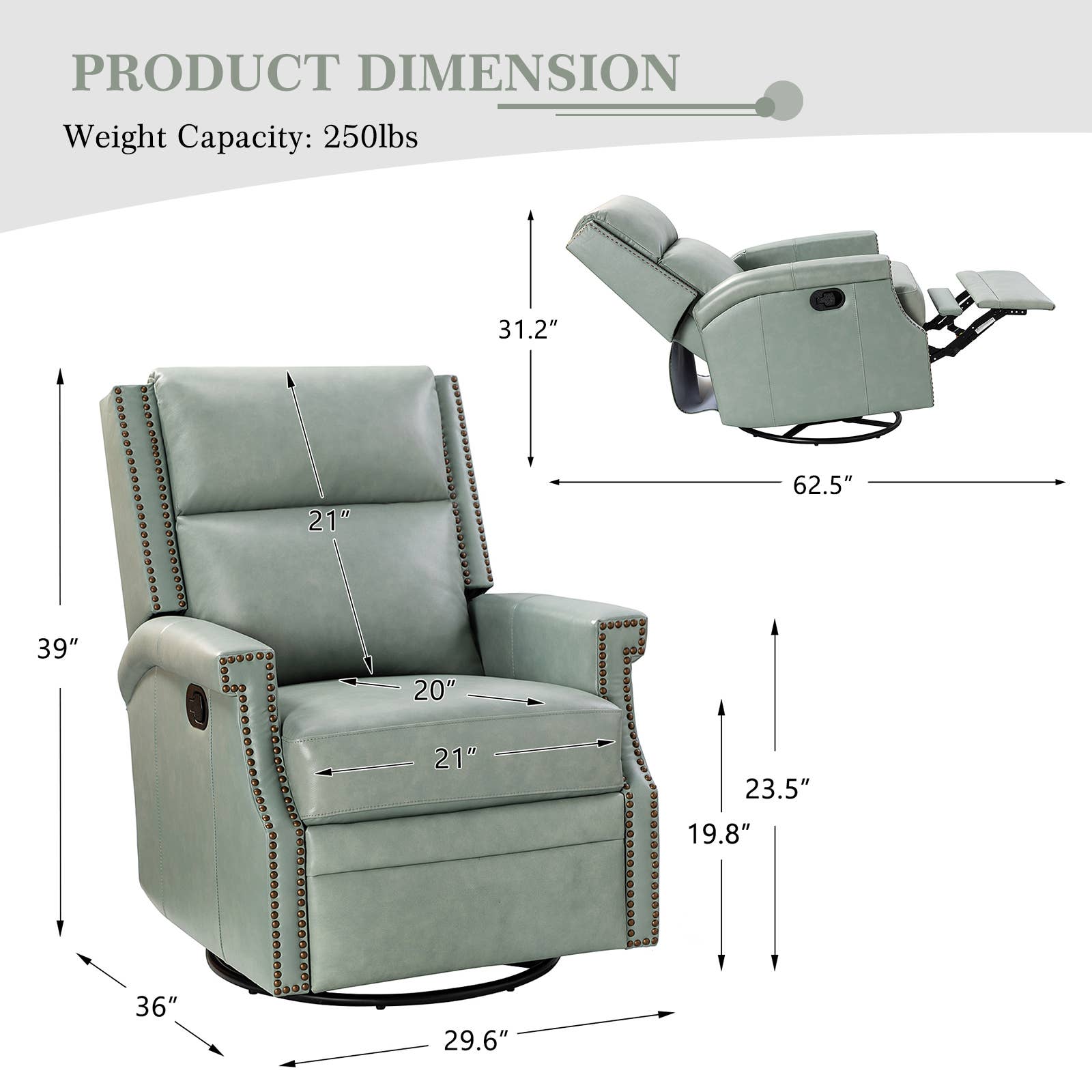 Karat Home - Wholesale Chair - Louise Genuine Leather Swivel Rocker Recliner16