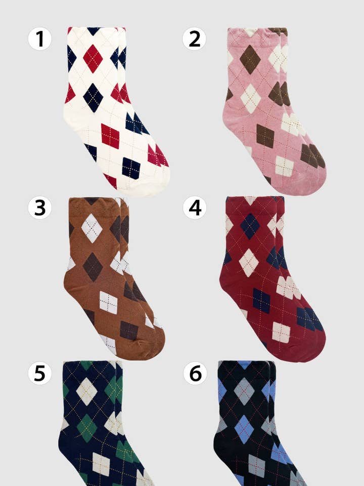 Damen-Crew-Winter-Argyle-Socken für den Großhandel von 7DAYSSOCKS