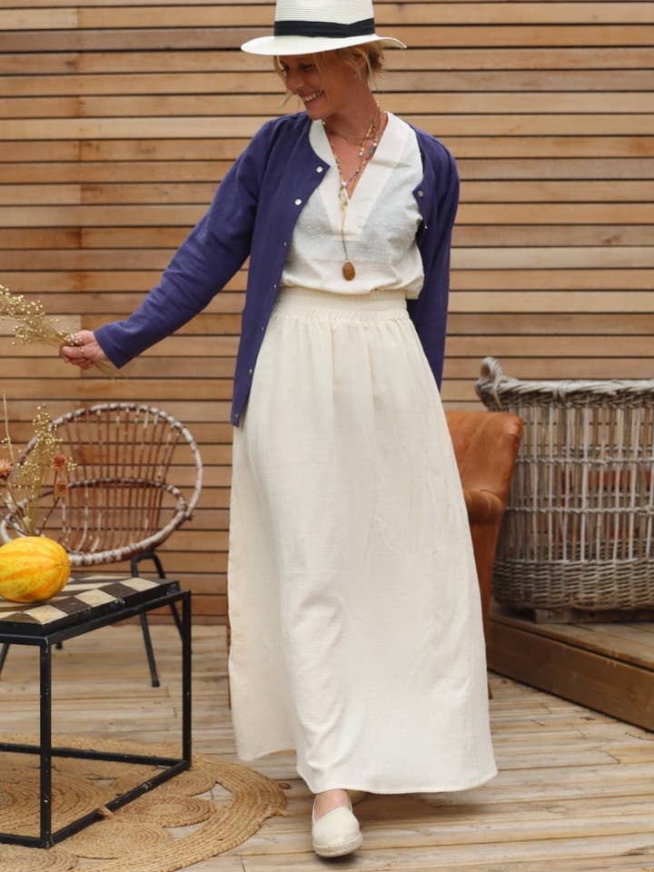 Tao double gauze ivory cotton skirt for wholesale by Quintessence