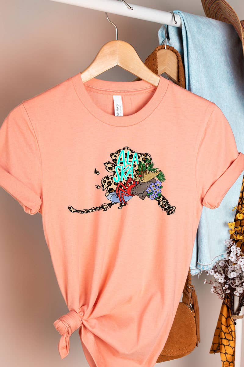 COLORBEAR – wholesale T-shirt med logga - Dam – Alaska STAT HANDRITAD GRAFISK T-SHIRT16