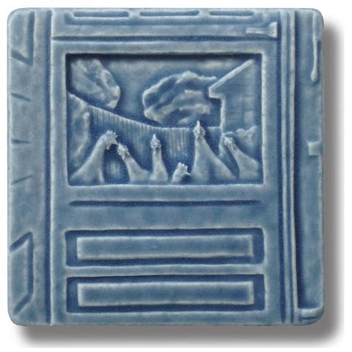Hühner an der Tür Kunstfliese 4x4" für den Großhandel von Whistling Frog Tile Inc.