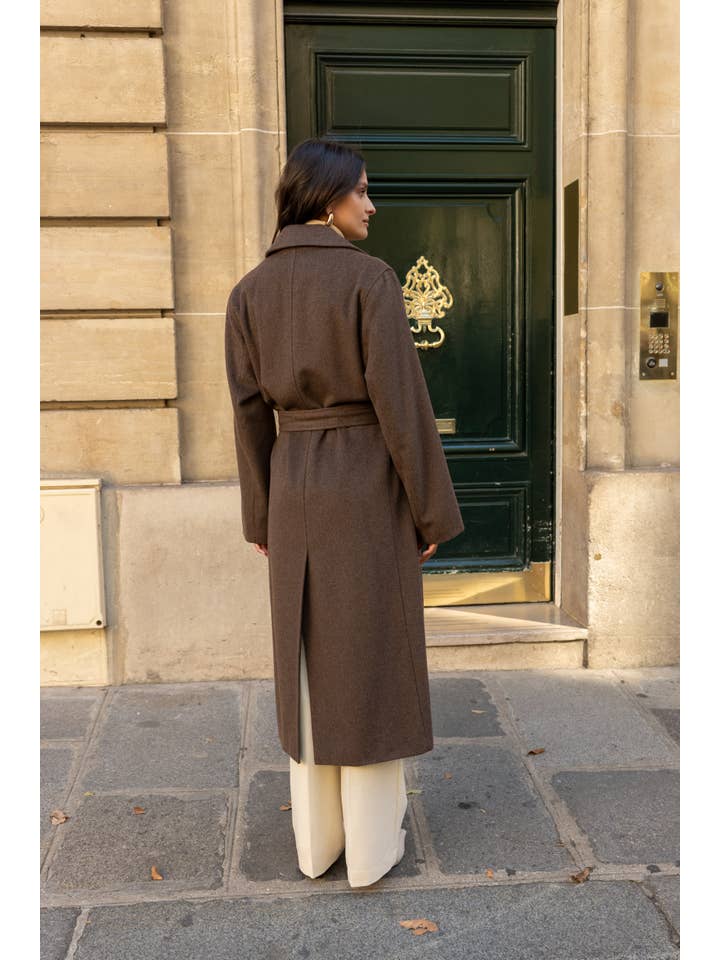 Attentif Paris - Wholesale Coat - Women's - Belted long coat in blended wool17