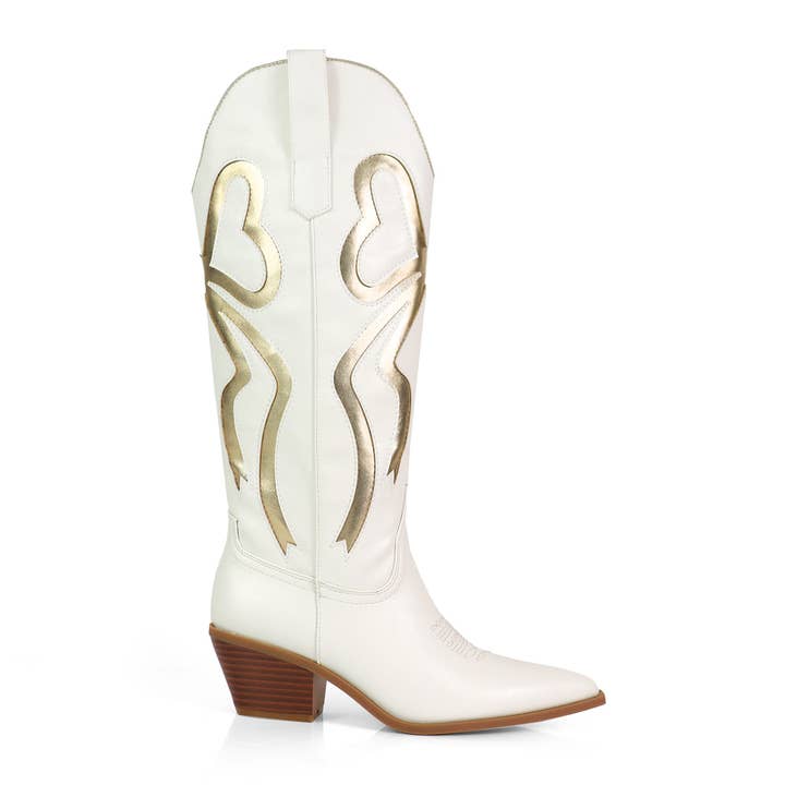 TRUETT-1 WESTERN COWBOY BOOTIE W/ BOW DETAIL WHITE for wholesale on Faire5