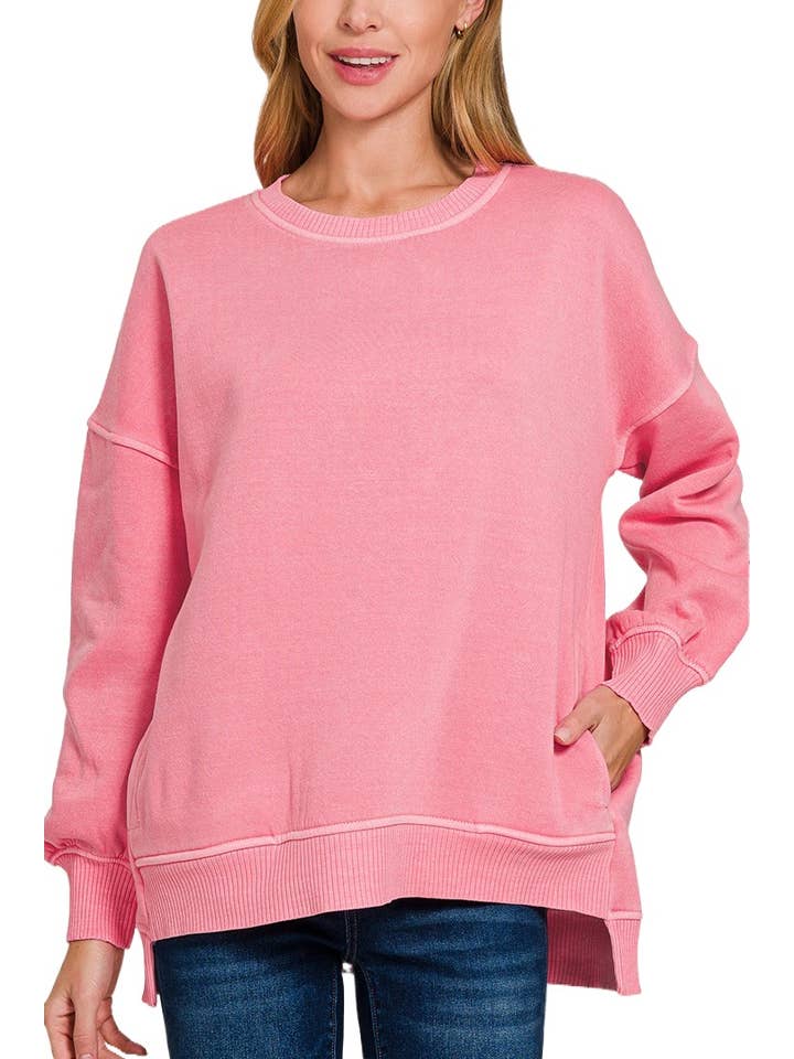 Vanilla Monkey - Wholesale Sweatshirt - Dames - Pigmentverf Fleece Hi-low Zoom Trui Met Zak5