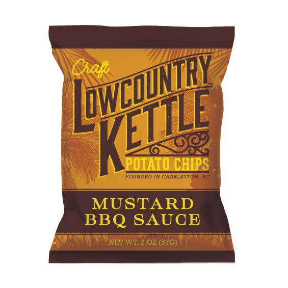 Mustard Bbq Potato Chips - 24 bags for wholesale by Lowcountry Kettle