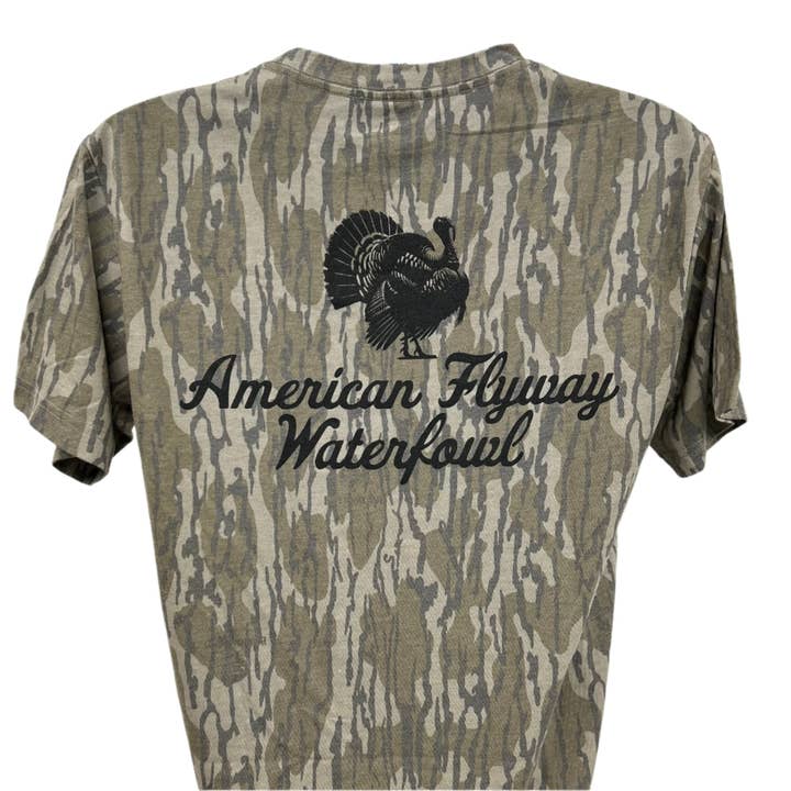 American Flyway Waterfowl - Wholesale Screen Printed T-Shirt - Unisex - AFW Outdoors Turkey Mossy Oak Tee