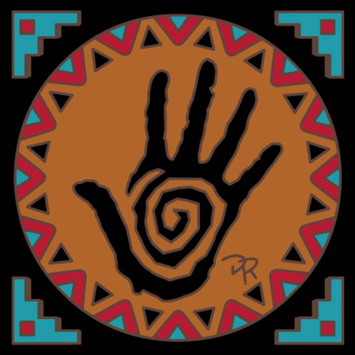 Healing Hand with Native American Border Tile (9213) for wholesale by Earthtones Tile