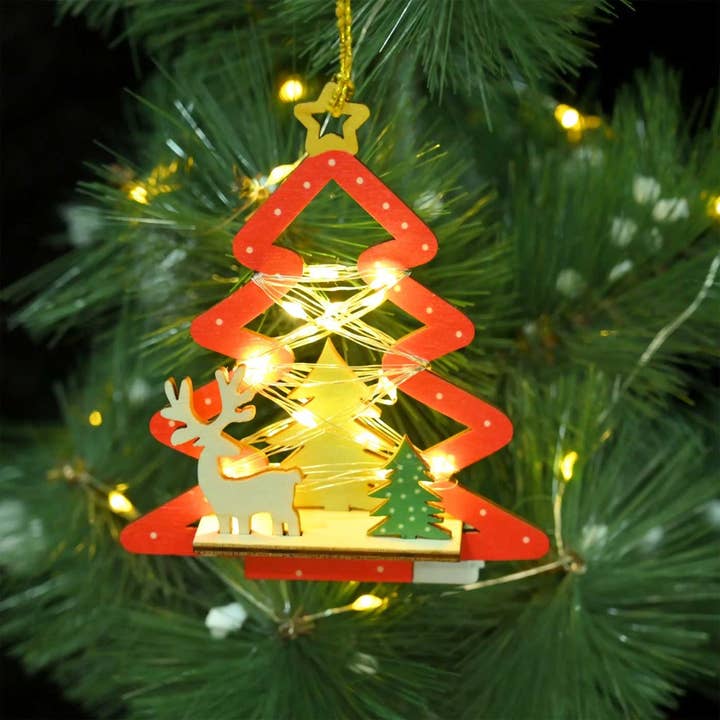 Laser gesneden lichtgevend houten ornament kerstornament voor wholesale door Zwende