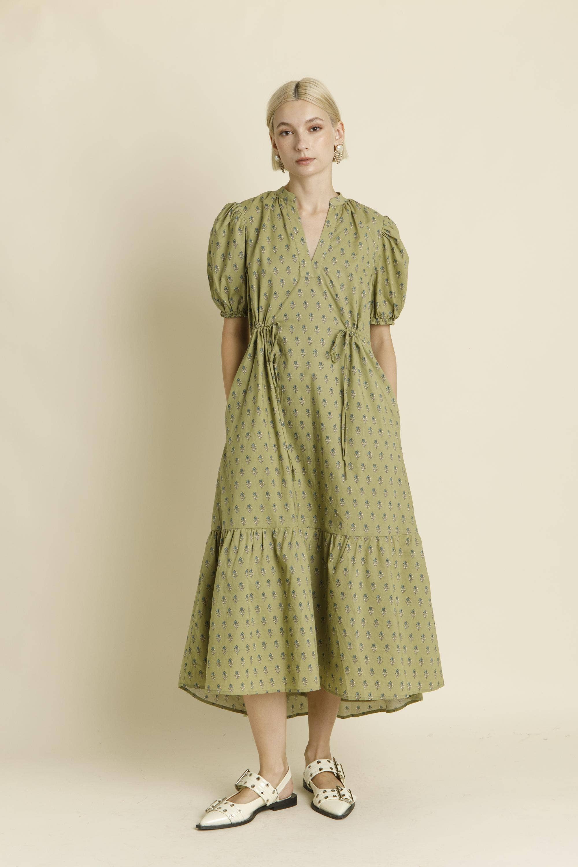 Aureum - Wholesale Dress - Women's - AD1949 - FLORAL MIDI DRESS W/ TIES8