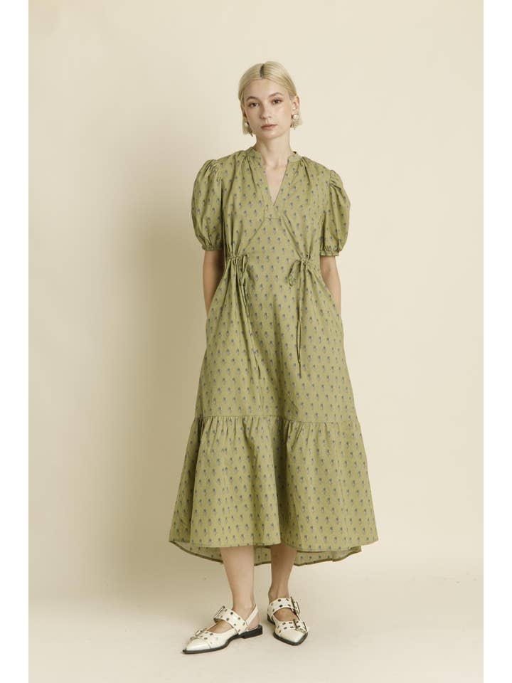 Aureum - Wholesale Dress - Women's - AD1949 - FLORAL MIDI DRESS W/ TIES8