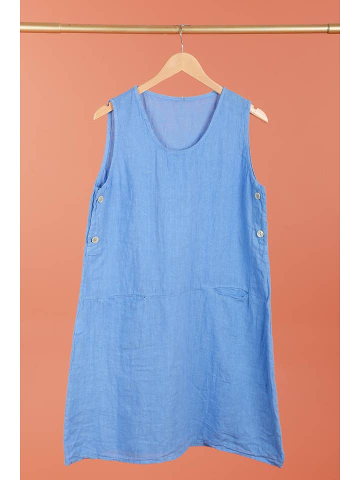 la maison des fibres naturelles – Großhandel Kleid – Damen – Ärmelloses Kleid aus 100 % Leinen, Modell 62551912