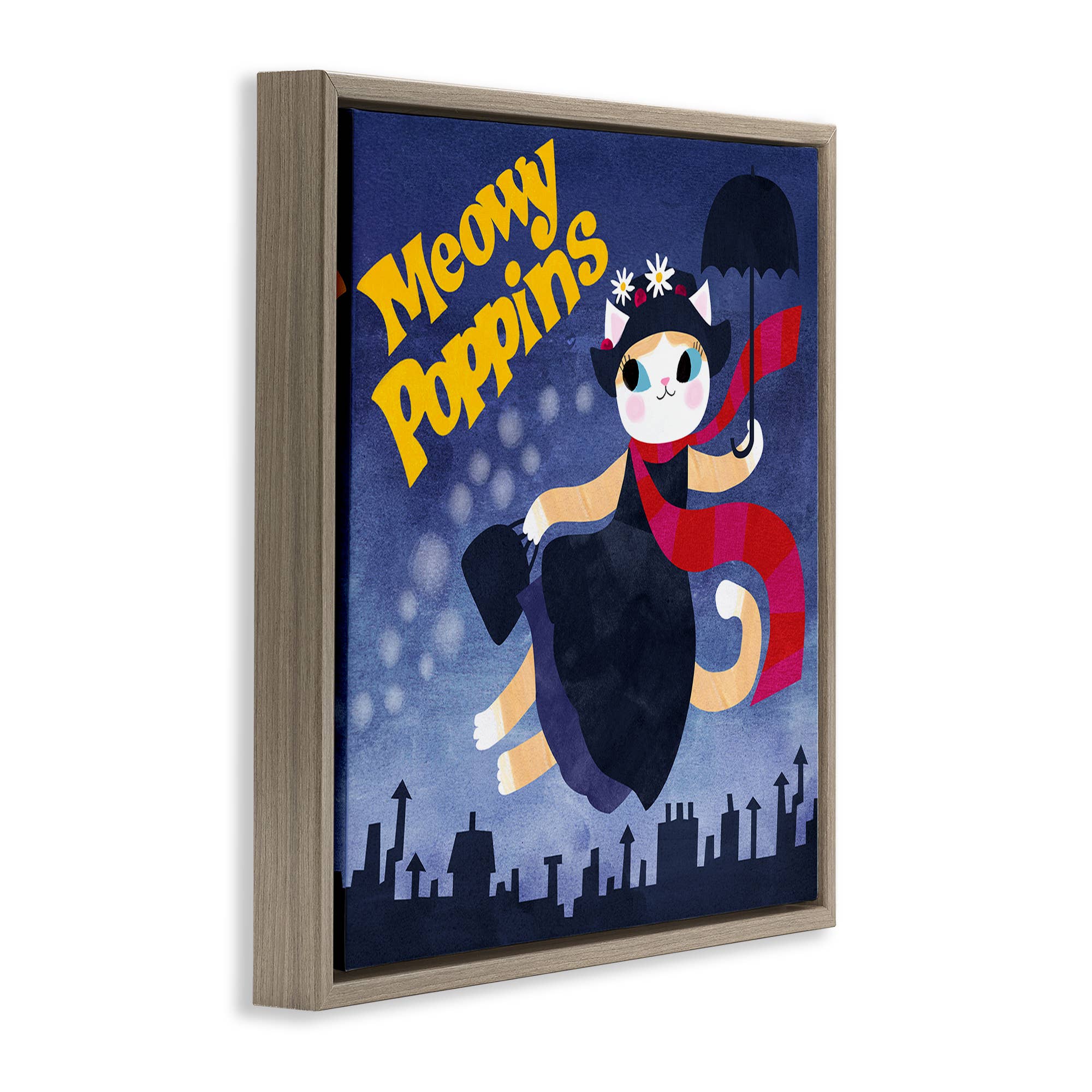 Stupell Industries - Wholesale Wall Sign - Meowy Poppins Cat Parody - Framed Wall Art18