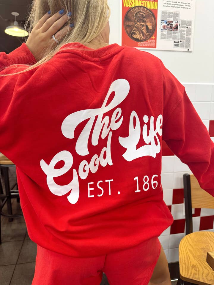 Red NE Good Life Core Sweatshirt for wholesale on Faire28