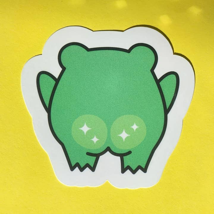 Kawaii frog butt funny cute hilarious sticker toad holograph for wholesale by Luxe Trauma