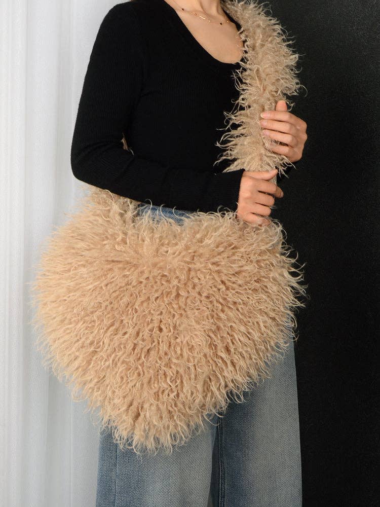 Sweetkama - Wholesale Crossbody Bag - Women's - Ladies Y2K Heart-Shaped Plush Bag SKAB40915