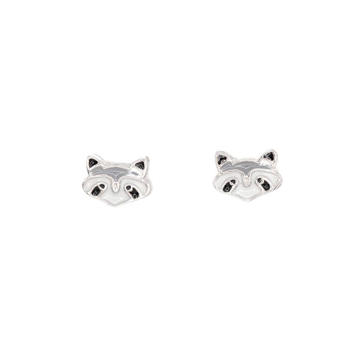 Raccoon Enamel Post Stud Earrings Childrens Gift Giving for wholesale by Rebecca Accessories LLC