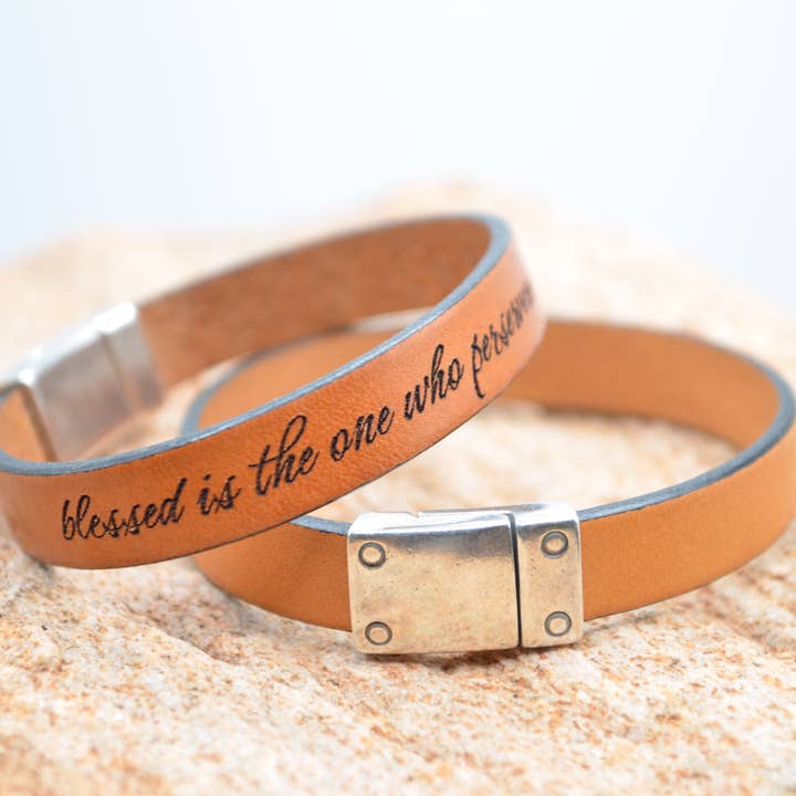 Christian Bracelet Handmade Genuine Leather with Bible Verse for wholesale by Waymaker Leather