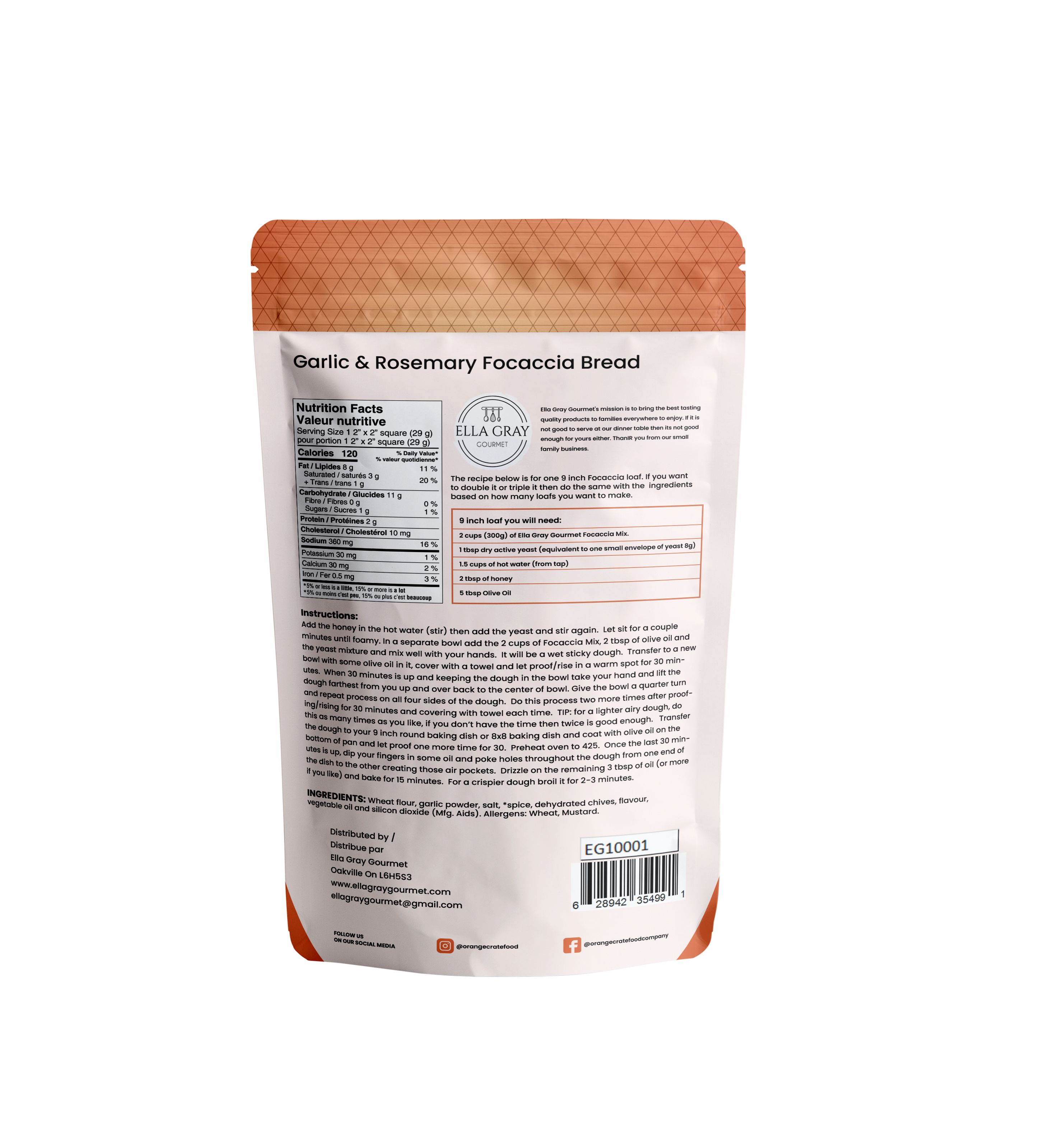 Ella Gray Gourmet - Vente Mélange pour pain - Mélange de focaccia à l'ail et au romarin12