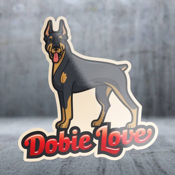Amore per i Doberman - Adesivo per la vendita all'ingrosso da parte di Two Feet Treats
