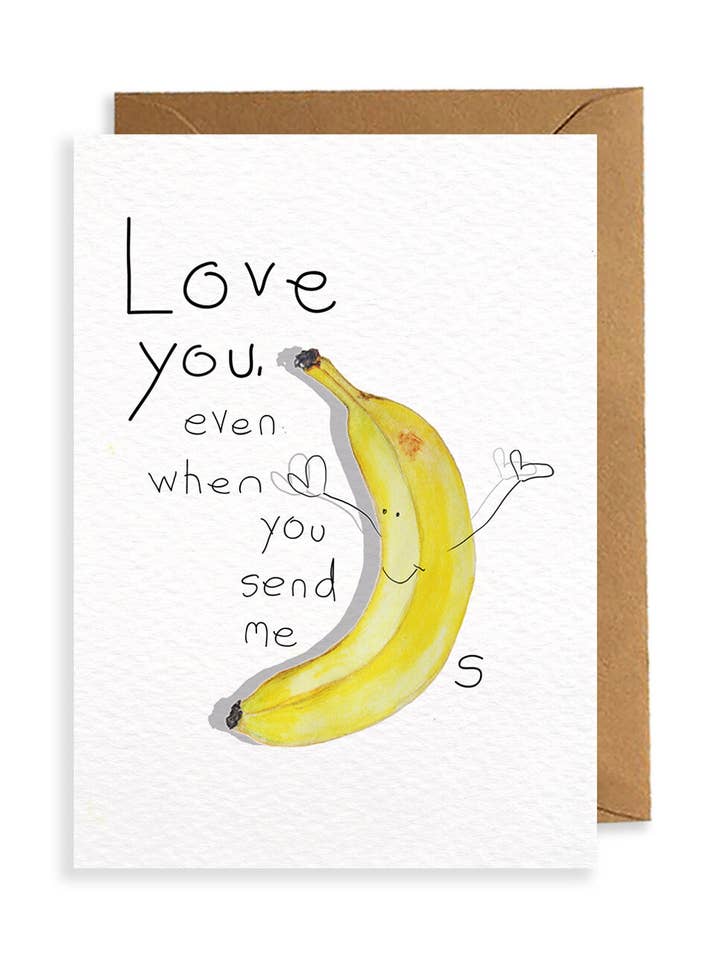 Send Me Bananas Card for wholesale by Bexi Cards Stationery