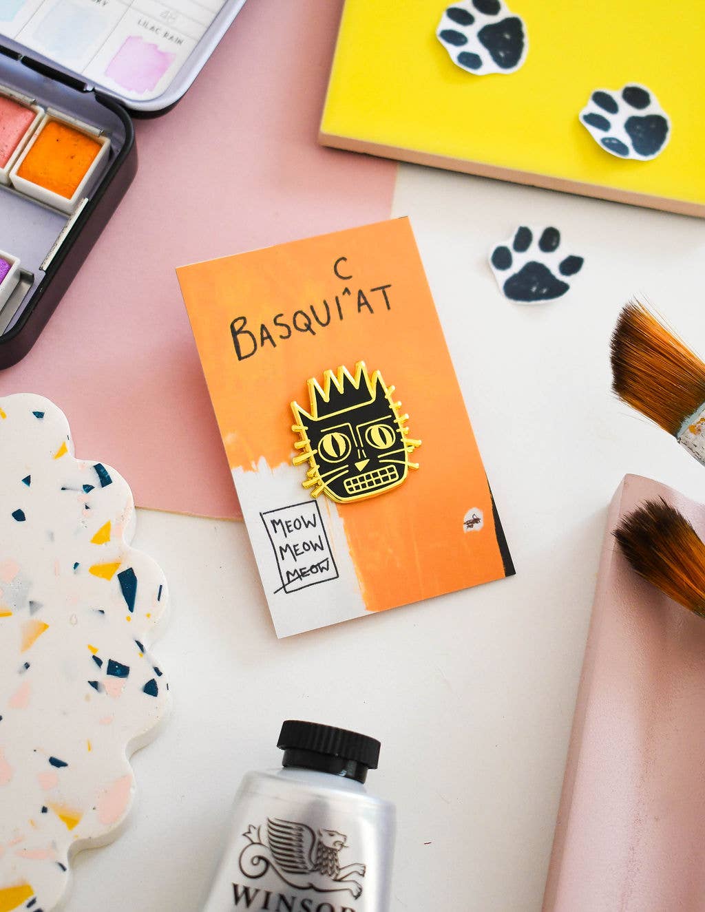 Niaski - Feline Fine Art (USA DUTIES PAID) - Wholesale Lapel Pin/Button - BasquiCAT Cat Artist Pin1