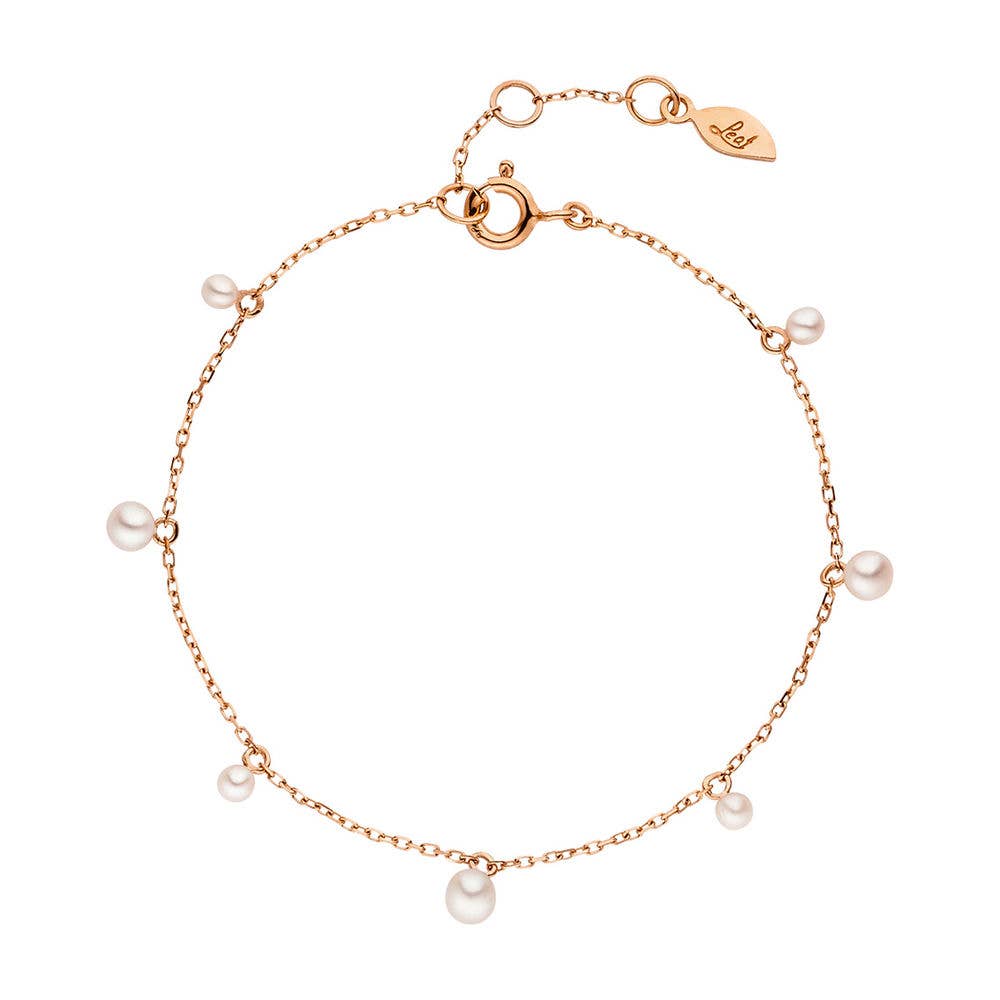 Leaf Jewelry - Wholesale Beaded Bracelet - Rain Drop 18K rose gold plated pearl bracelet0