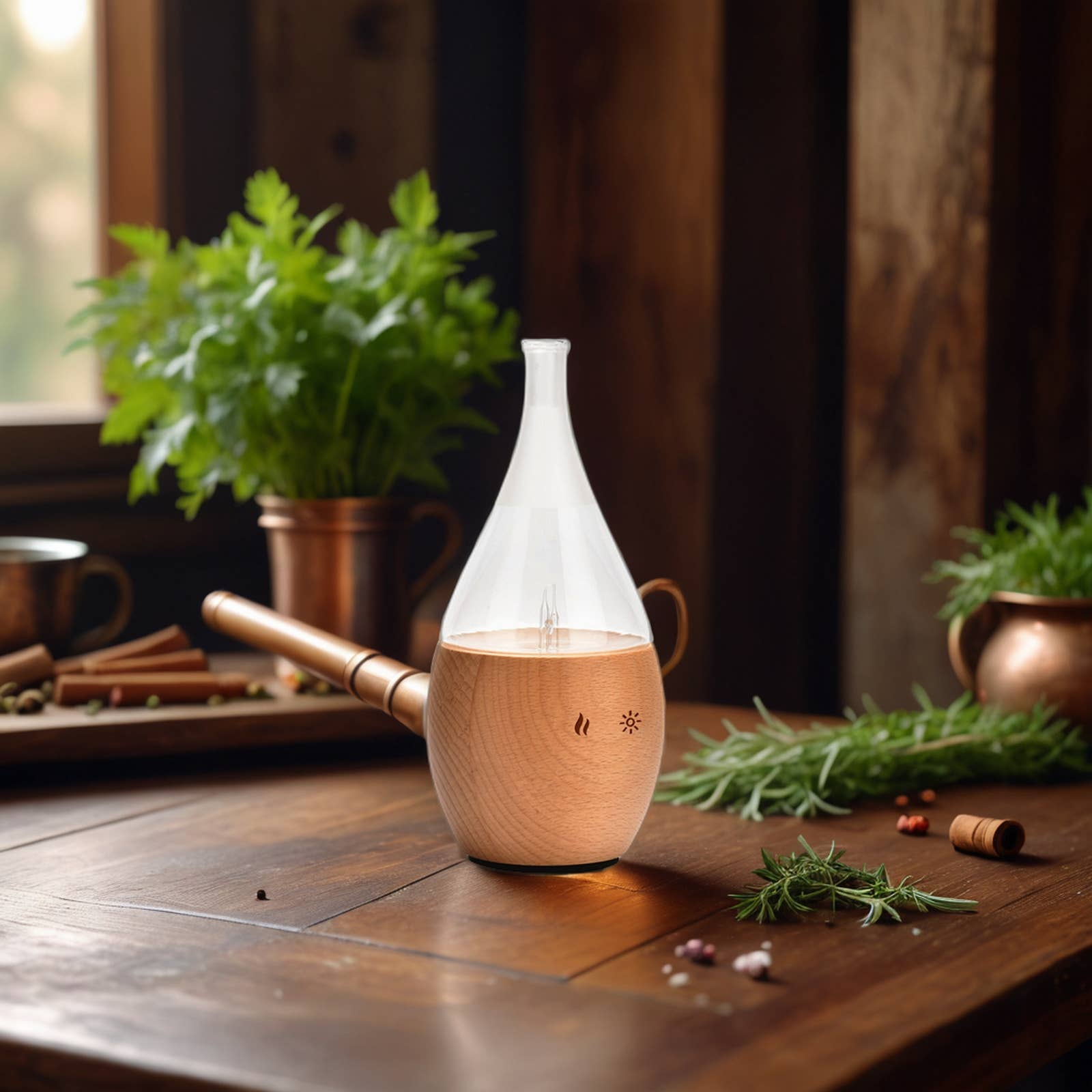 Zen'Arôme - Venta al por mayor Difusores eléctricos - Nebulizador Difusor de Aceites Esenciales de Madera y Vidrio Boléa7