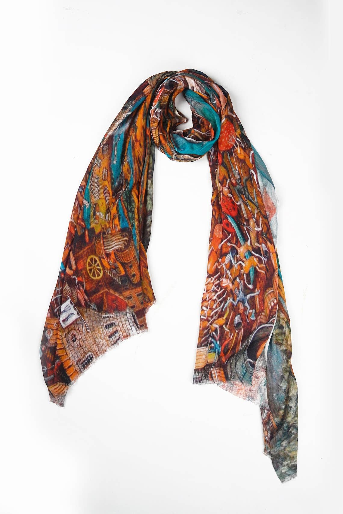 Linen Connections - Wholesale Scarf - Women's - Silk Modal Scarf  luxurious fabric blend - Brown/Blue2