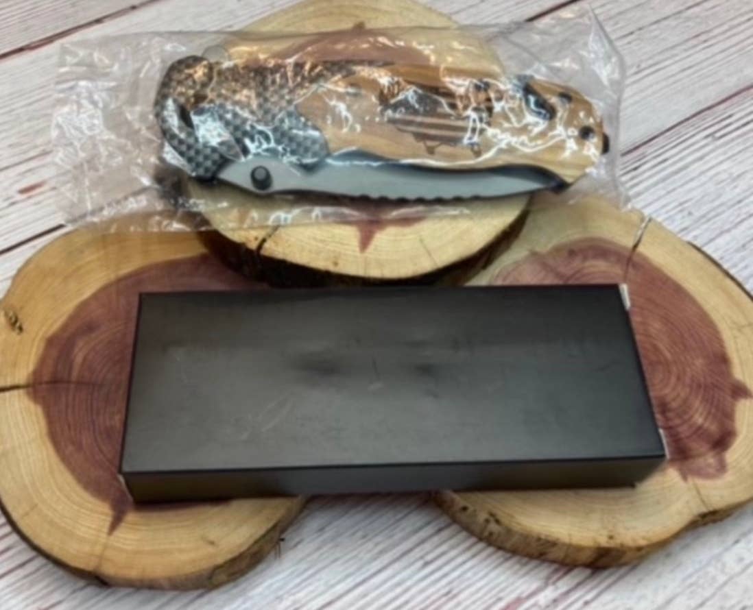 Quail Tail Laser Art - Wholesale Pocket Knife/Holder - OORAH Knife4