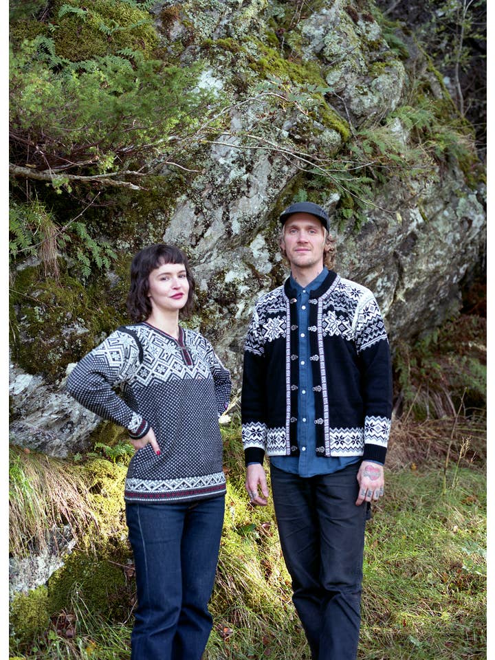 Black Stavanger Norwegian Cardigan (644) for wholesale on Faire2