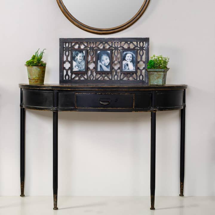 Creaciones Meng - Wholesale Console Table - BLACK METAL CONSOLE RECEIVER KIT 1 DRAWER 120x44x80h cm1