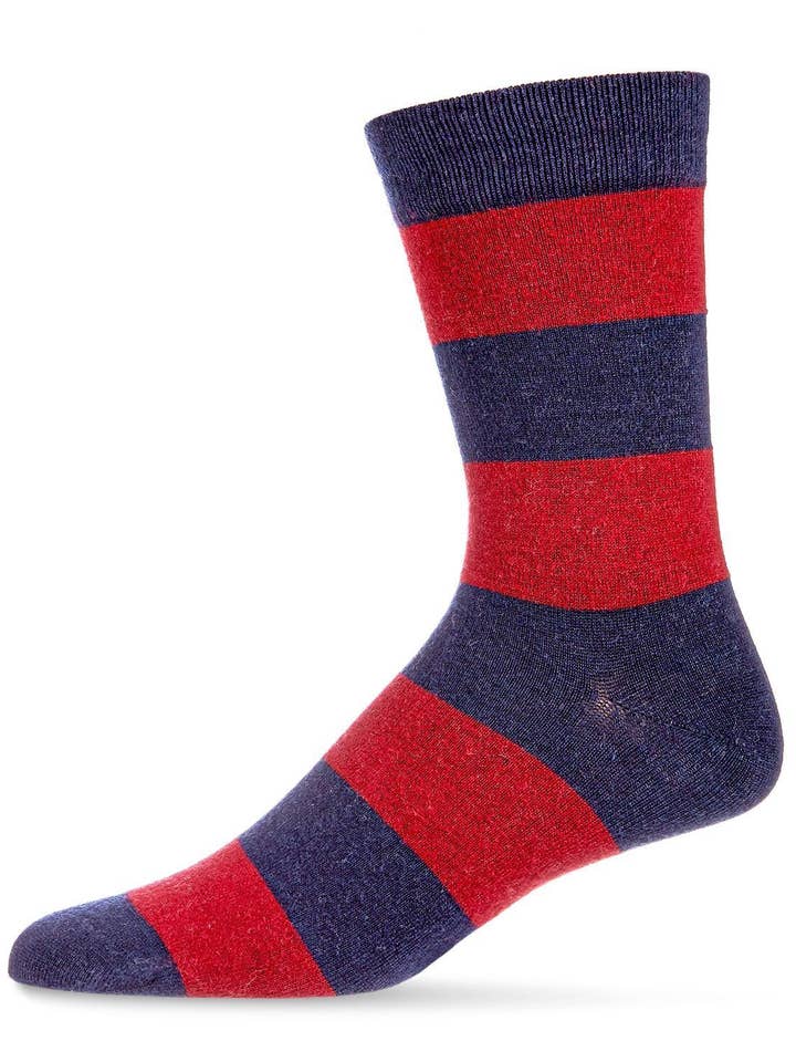 MeMoi Mens Striped Cashmere Blend Crew Socks for wholesale by Infinity Classics International Inc.