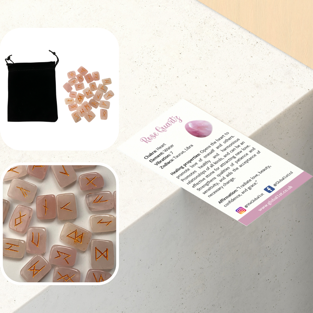 VIE - Vente Pierre et cristal de spiritualité - Ensemble de runes rectangulaires avec pochette9