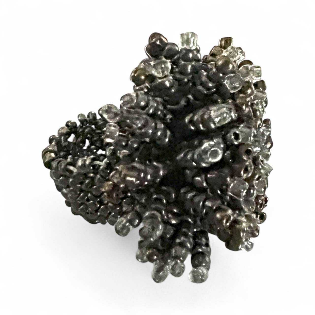 Erik & Mike - Vente Anneau/bague à empiler - Bague en perles de rocaille grand pompon bande élastique étain argenté1