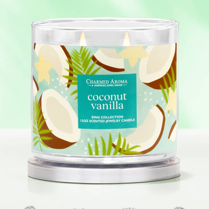 Charmed Aroma – wholesale Jar/filled candle – Coconut Vanilla Candle - Ring Collection