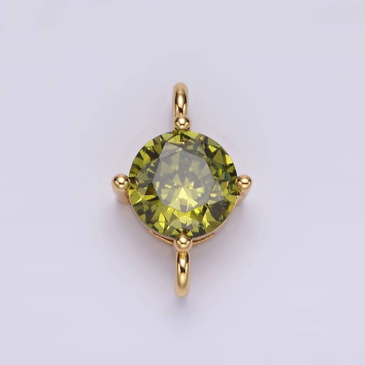 Aim Eternal - Wholesale Individual Charm/Pendant - 14K Gold Filled 10mm Round CZ Birth Month Personalized Connector | G-157 - G-1693