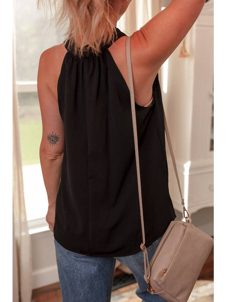 Sort Solid Slips V-hals Sommer Tanktop for engroshandel på Faire