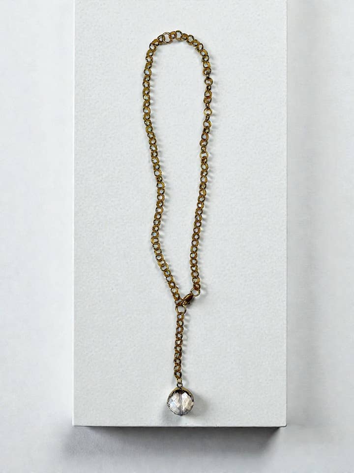 26" Gold Y necklace Rolo link best seller with rounded drop for wholesale by Ava Capri