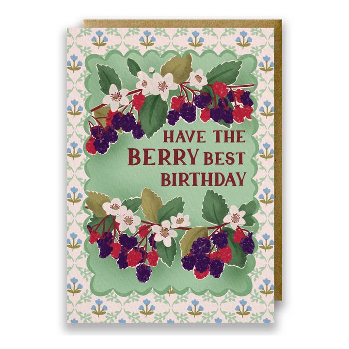 Blackberry Fruit Floral Birthday Card - Berry Best Birthday for wholesale by Jessie Maeve Studio
