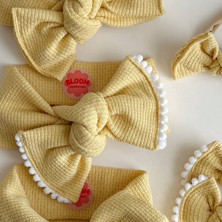 Fascia per Capelli Gialla Burro a Forma di Waffle per la vendita all'ingrosso da parte di Bloom Headwraps