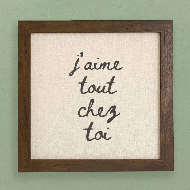 Allt om dig J'aime Tout Chez Toi - Inramad skylt för wholesale av Boheme Bliss