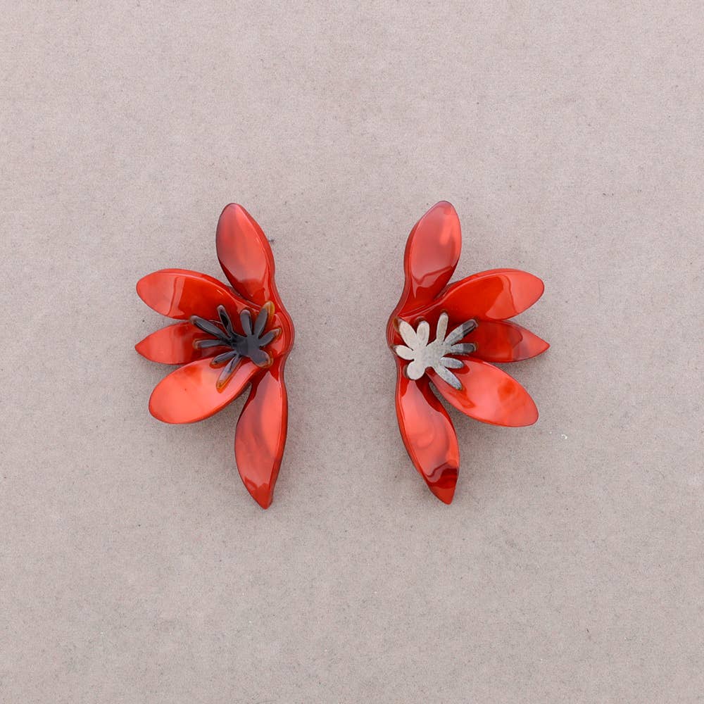Sonata - Wholesale Snap Jewelry - Half Flower Resin Earrings1