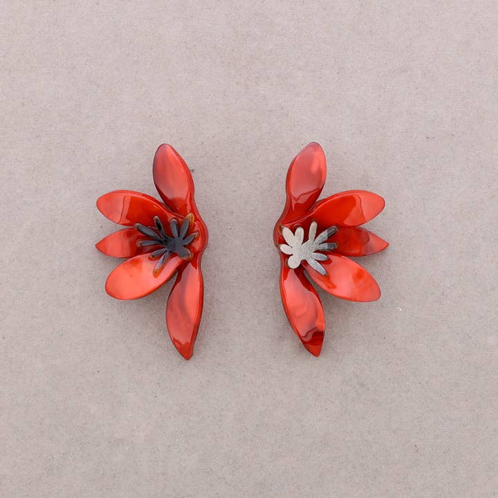 Sonata - Wholesale Snap Jewelry - Half Flower Resin Earrings1
