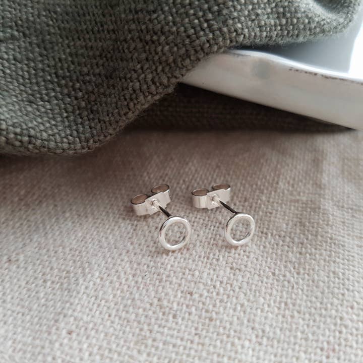 Small Silver Circle Studs for wholesale by Anna Calvert Jewellery