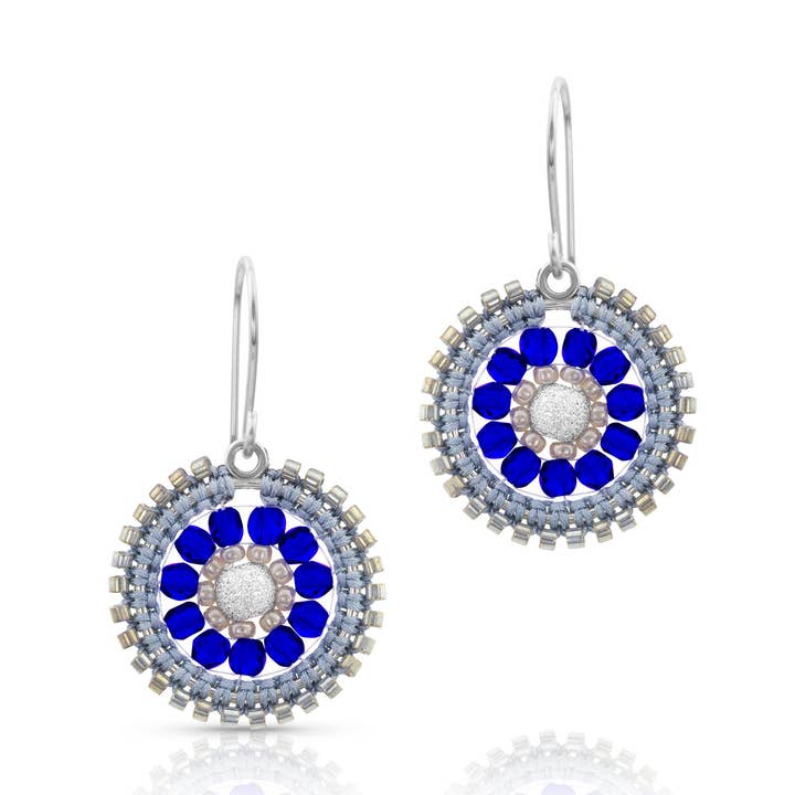 Boucles d'oreilles en macramé en soie Royal Waters pour la vente par Emma Louise LLC