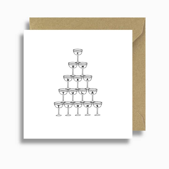 Champagne Fountain Congratulations Card for wholesale by Lizzie Chancellor